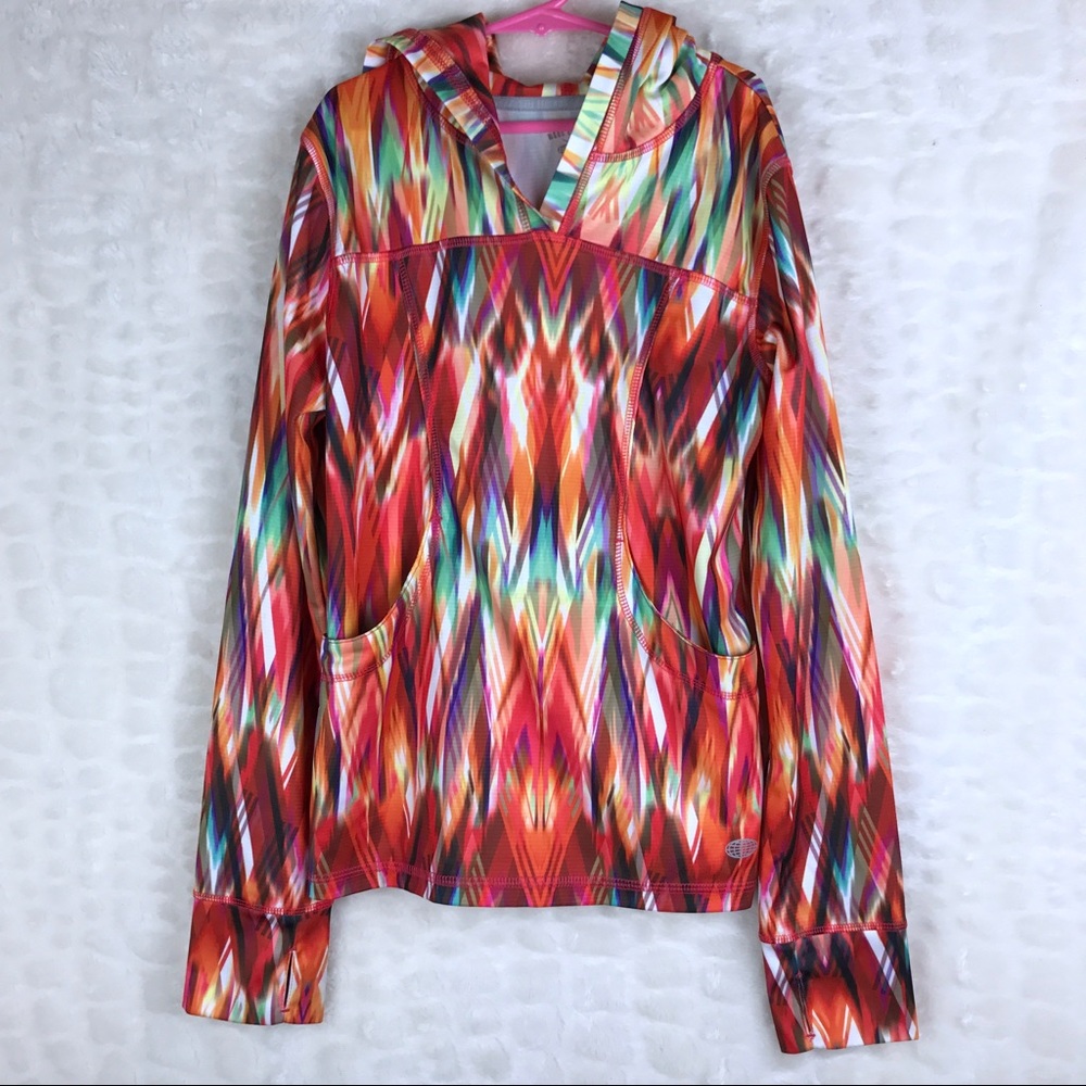 Reel Legends Abstract Hooded Pullover Thumbholes L